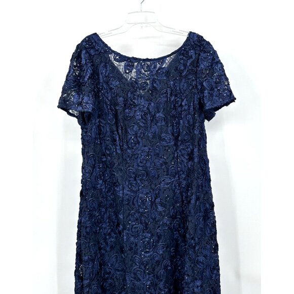 ALEX EVENINGS maxi dress gown sequins formal special occasion navy blue plus 20W - Picture 3 of 10